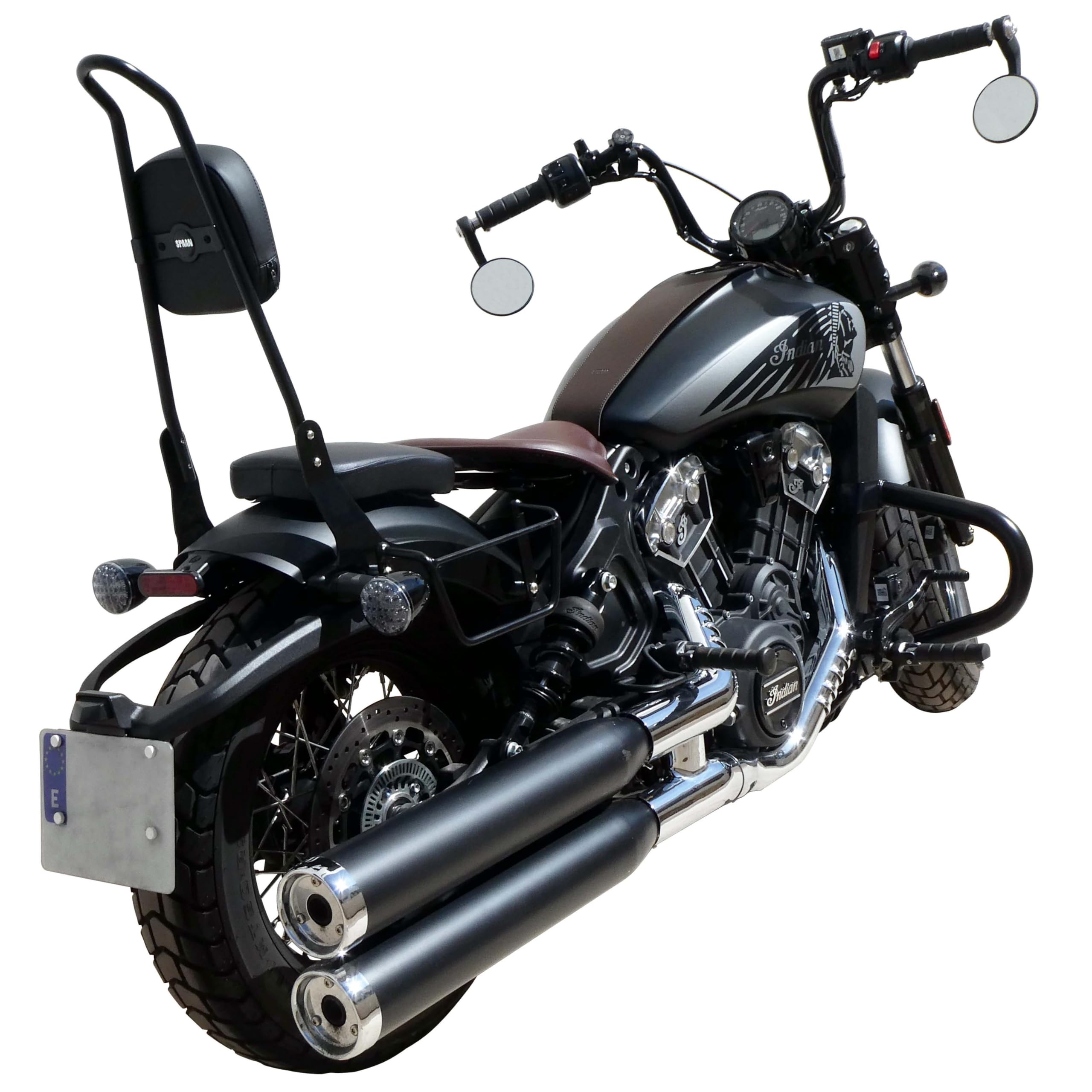 Spaan - Sissy Bar INDIAN Scout Bobber/Rogue (2018-2024), Format Standard, Sans Porte Paquet, Noir