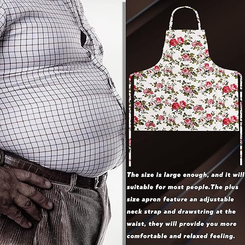 Miniatura 6 de LOLOMLO Delantal de algodón de lona de gran tamaño, delantales extra grandes con correa larga, cuello ajustable, resistente al desgarro, delantales