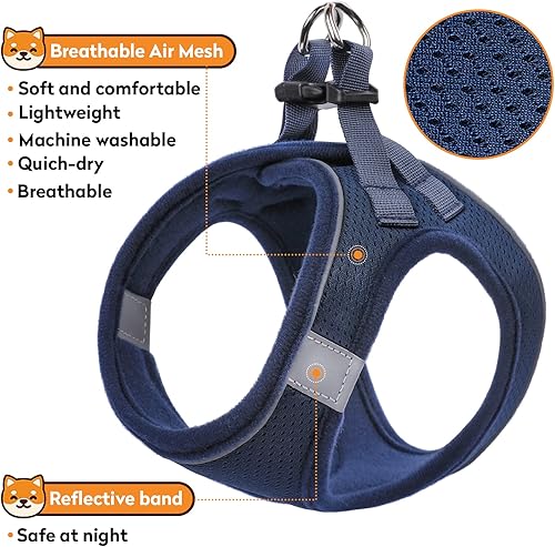 Miniatura 4 de Arnés para perro con correa, arnés reflectante sin tirones para mascotas con 1 clips para correa, chaleco ajustable suave acolchado para perros