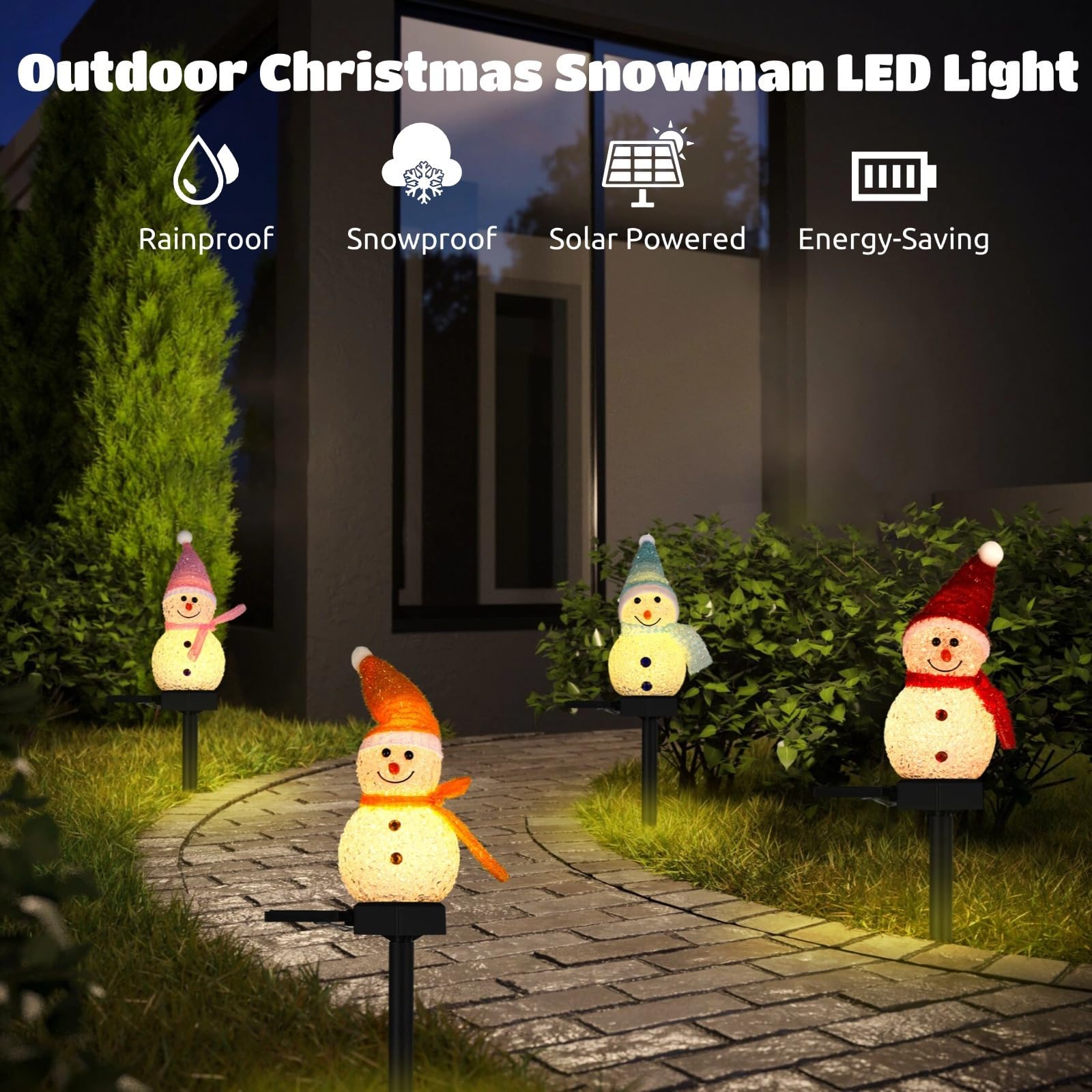 4 solarne lampki na słupki, wodoodporne lampki LED do dekoracji podwórka i ogrodu