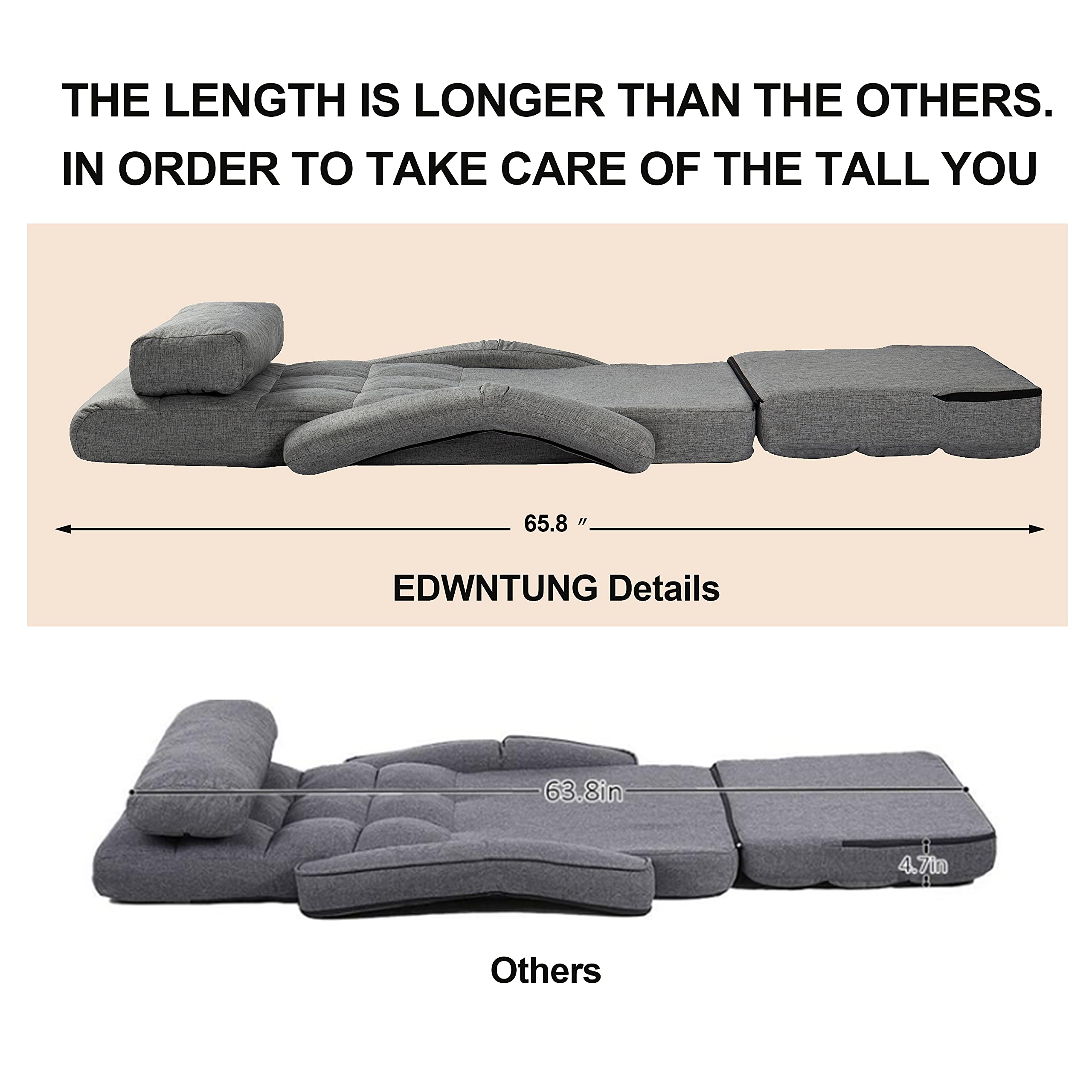 EdwnTung Floor Chaise Lounge Chair Folding Floor Sofa Folding Video