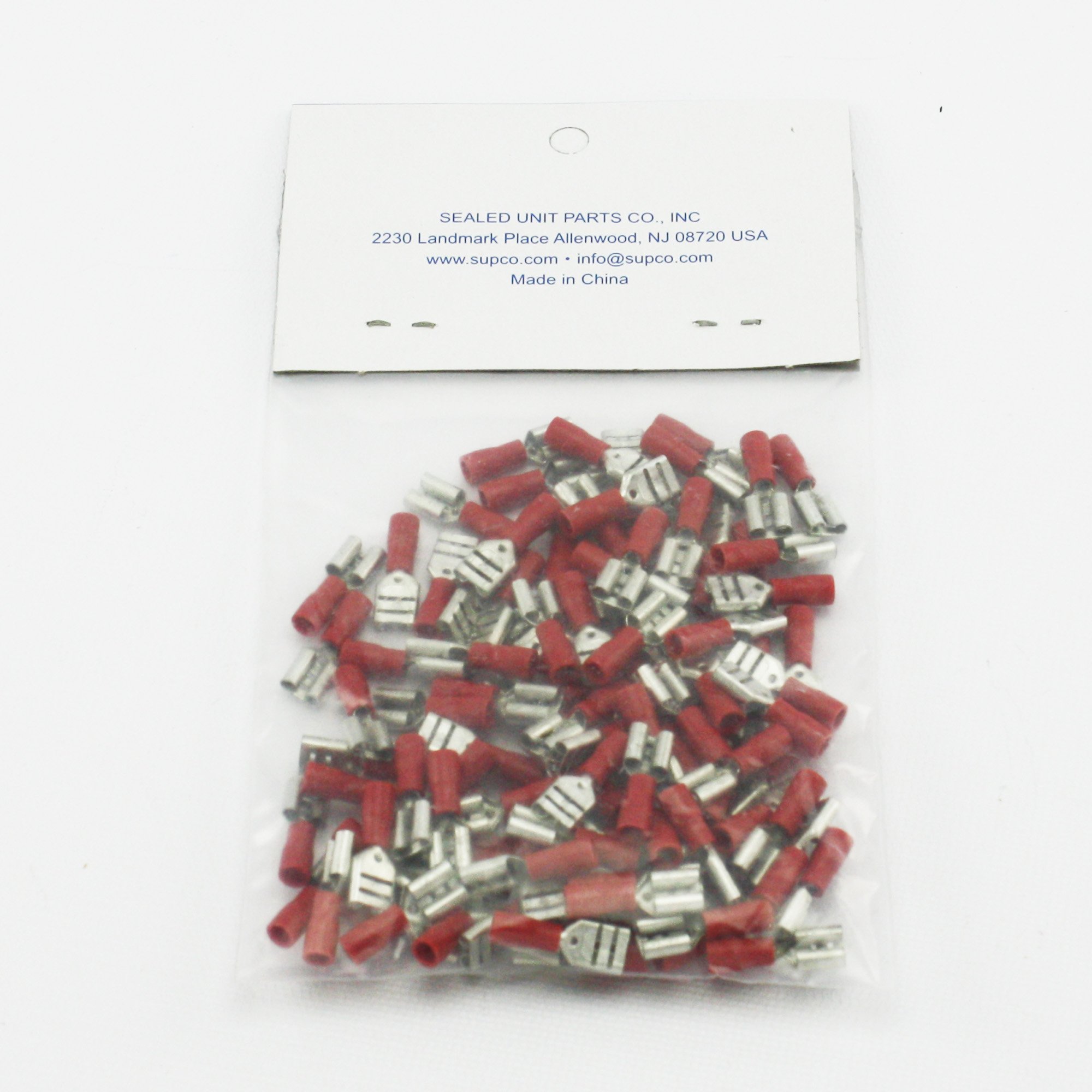 Supco T2004C (100) Red 22-18 awg Female Tab Quick Insulated Disconnects .250