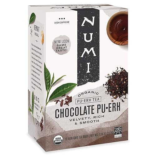 Miniatura 2 de Numi Té orgánico Pu-erh, caja de 16 bolsas de té, té negro y té orgánico Golden Chai, caja de 18 bolsas de té, té negro (el embalaje puede variar)
