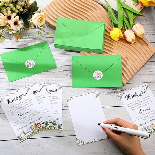 Miniatura 4 de Chuangdi 50 juegos de tarjetas de agradecimiento para baby shower con sobres y calcomanías, 50 tarjetas de agradecimiento para baby shower, tarjetas