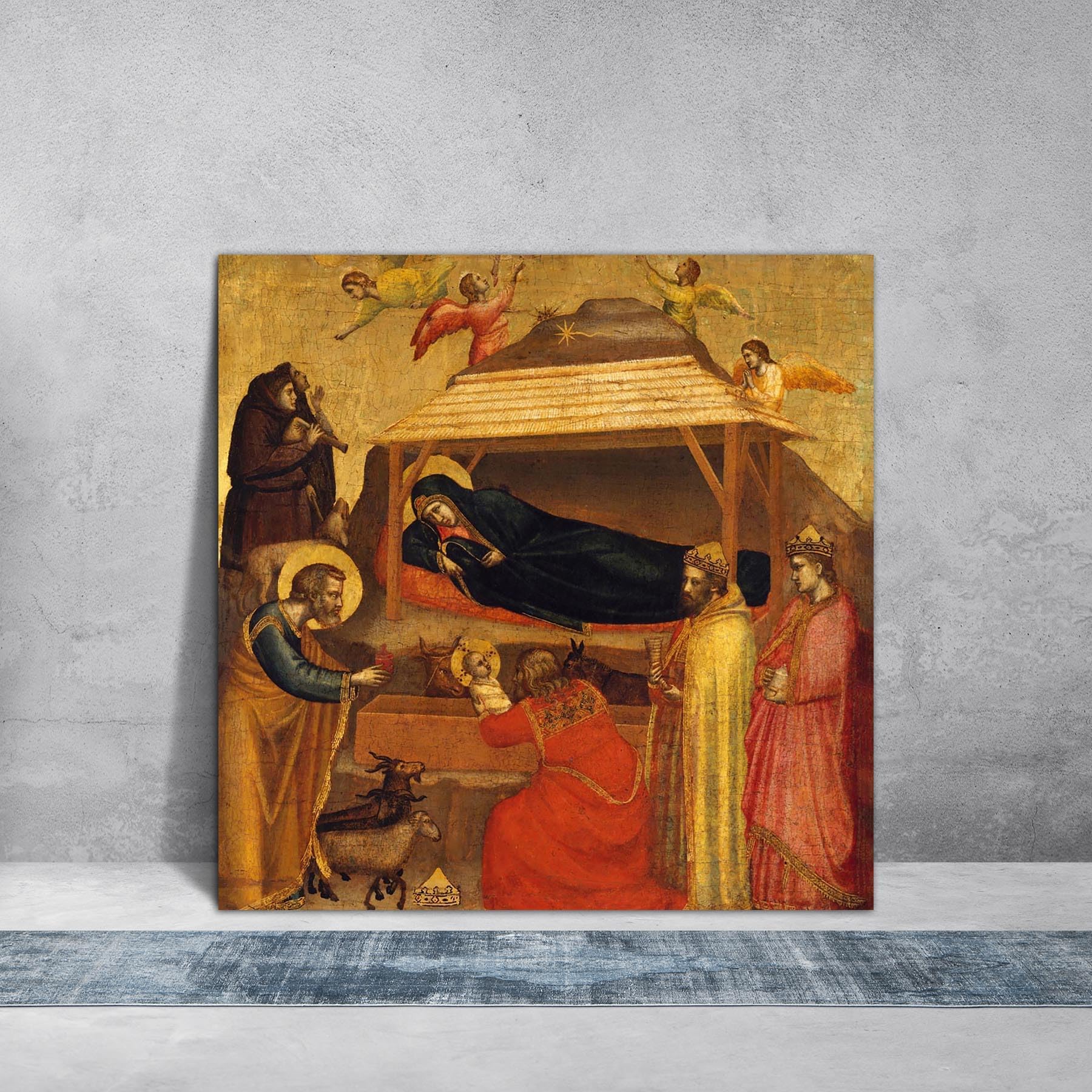 The Adoration of Magi, Giotto, 1320 | Canvas Painting for Bedroom & Living Room | Engineered Wood Frame | 12 x 12 inch (30 x 30 cms)