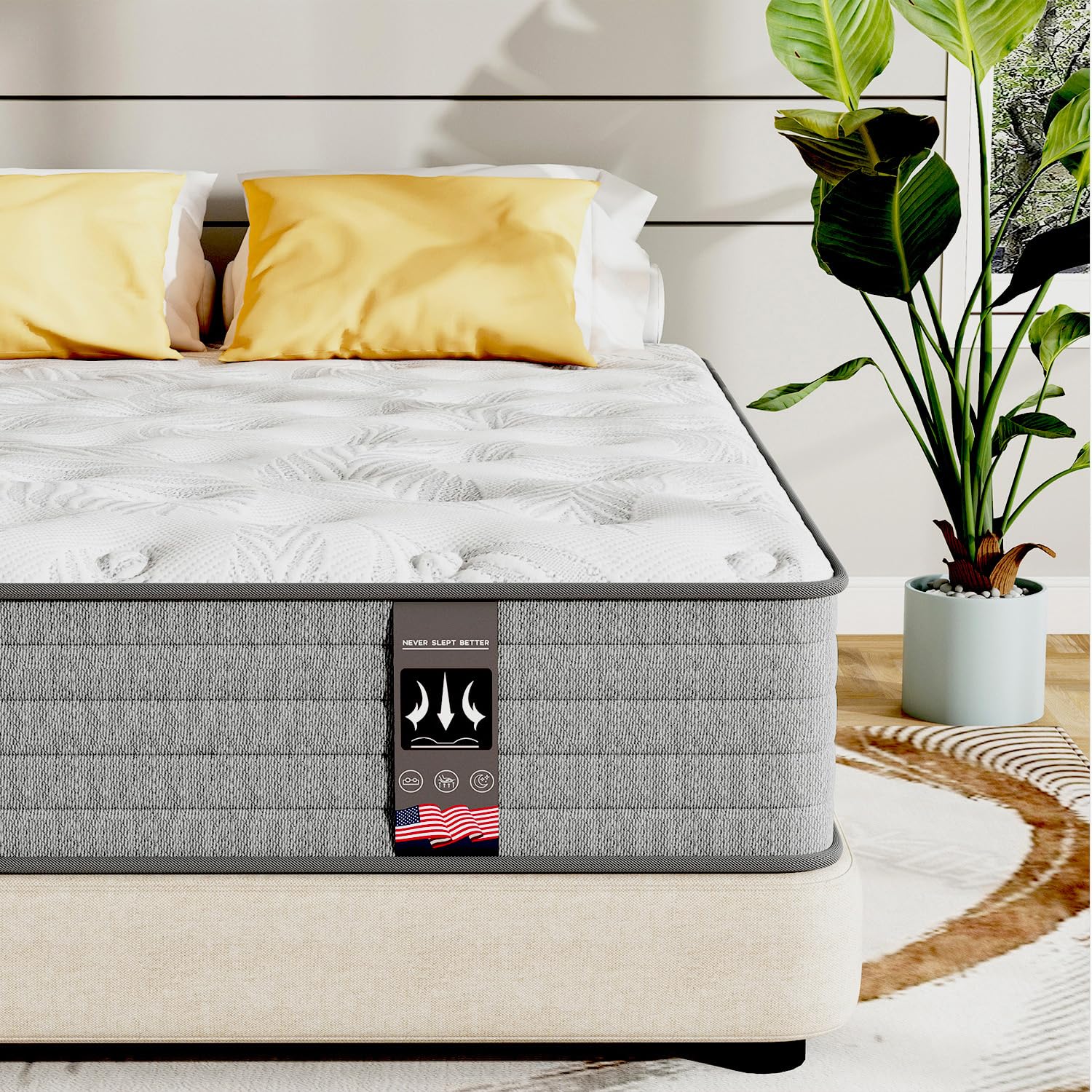 Twin Mattress, 12 Inch Memory Foam Hybrid Mattress in a Box with Independent Spring, Medium Firm Mattress, Edge Support & Pressure Relief, CertiPUR-US Certified,39"*75"*12"