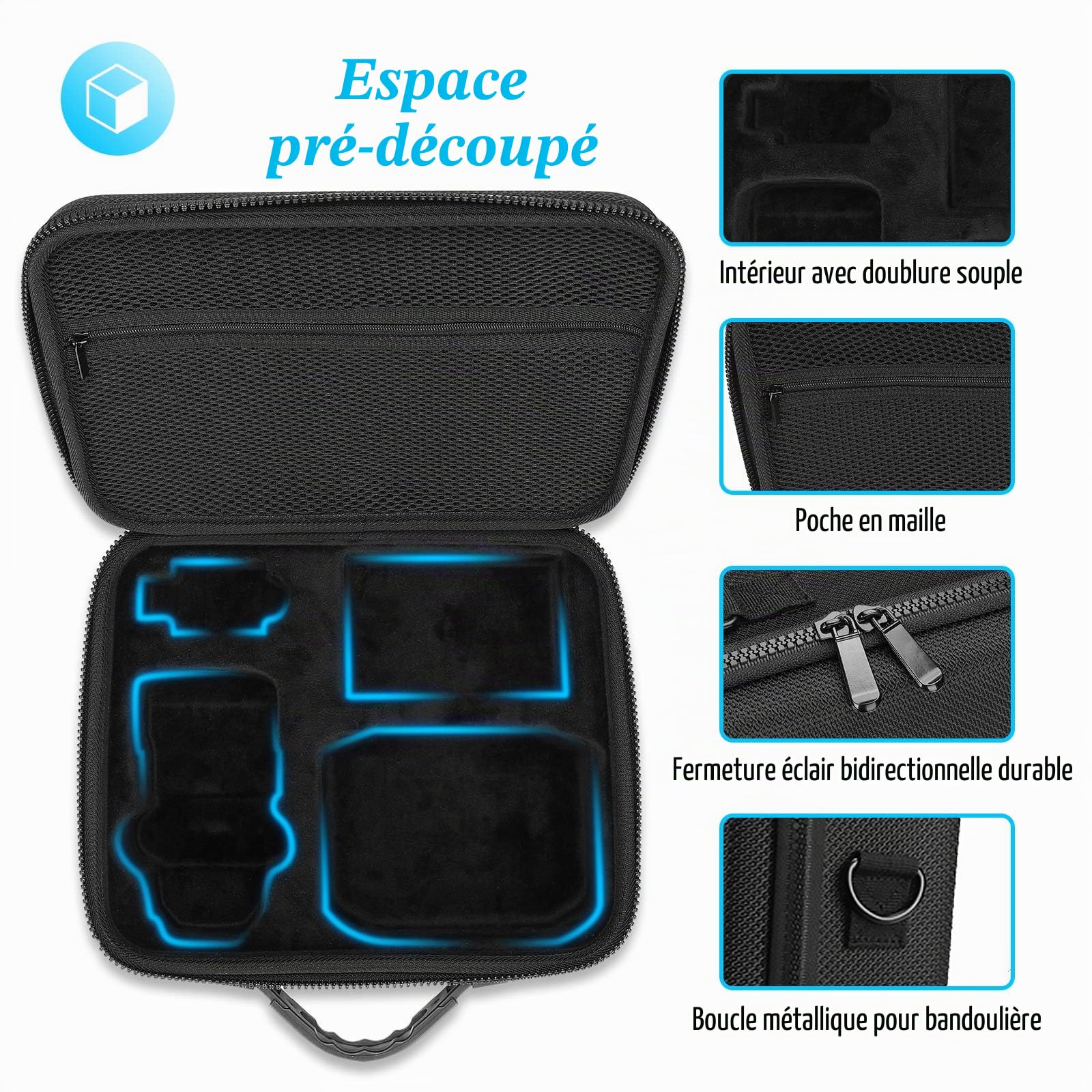 ProCase Étui Sac pour DJI Mini 4K/ Mini 2/ Mini 2 Fly/Mini 2 SE, Housse de Protection Étanche, Drone Sac de Voyage Coquille Dure pour DJI Mini 4K Accessiores -Noir