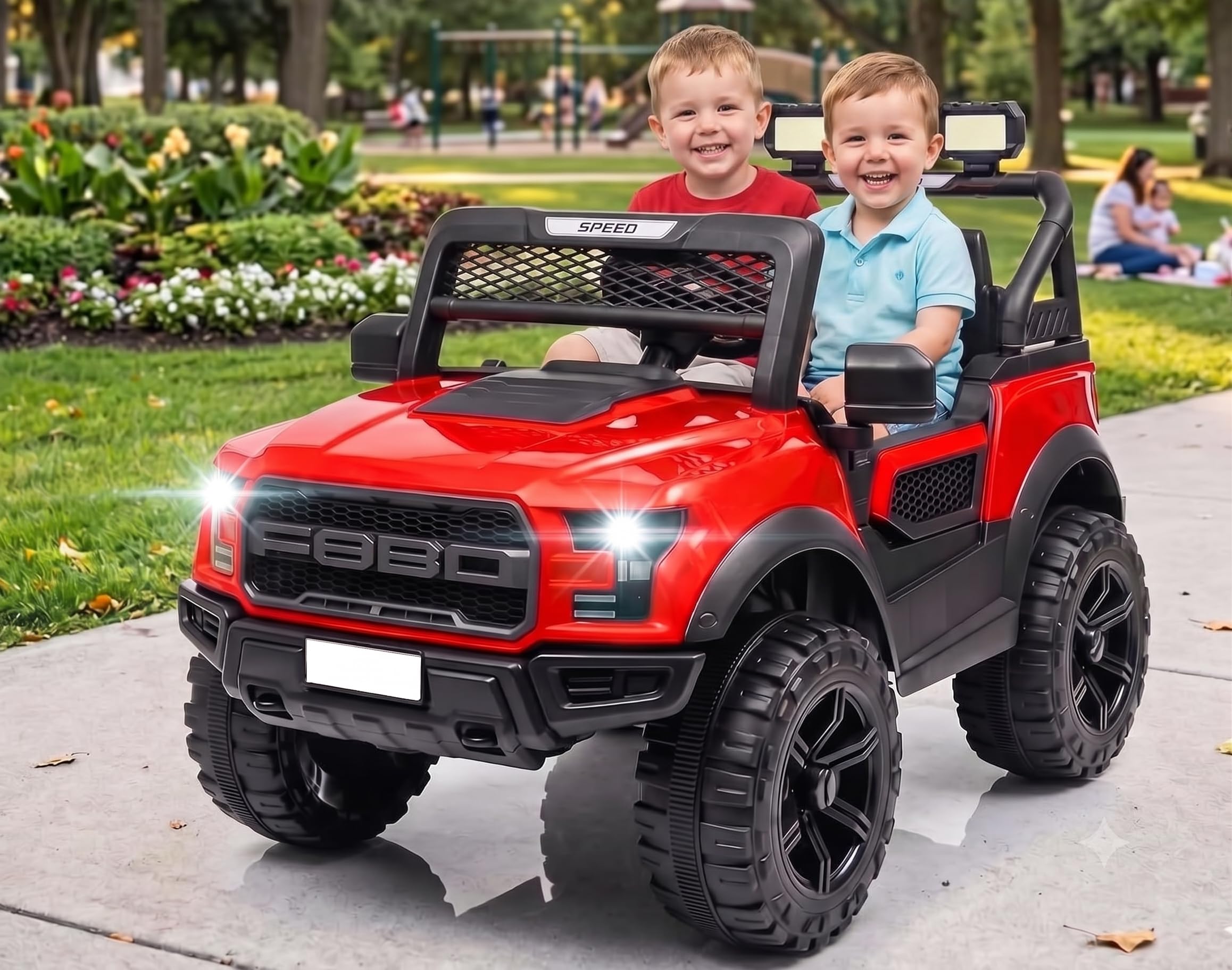 SHAKYA WORLD POBO Battery Operated Jeep for Kids Ride on with Music & Light Electric Car Jeep, Red-image-30