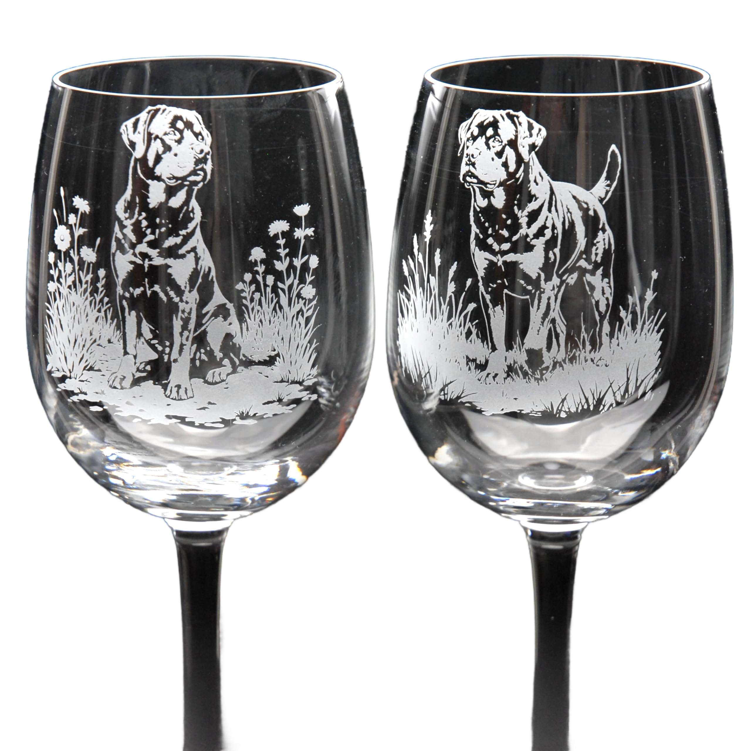 GLYPTIC Glass Art Rottweiler Dog Placement Hand Etched/Engraved Crystal Wine Glass — image 1
