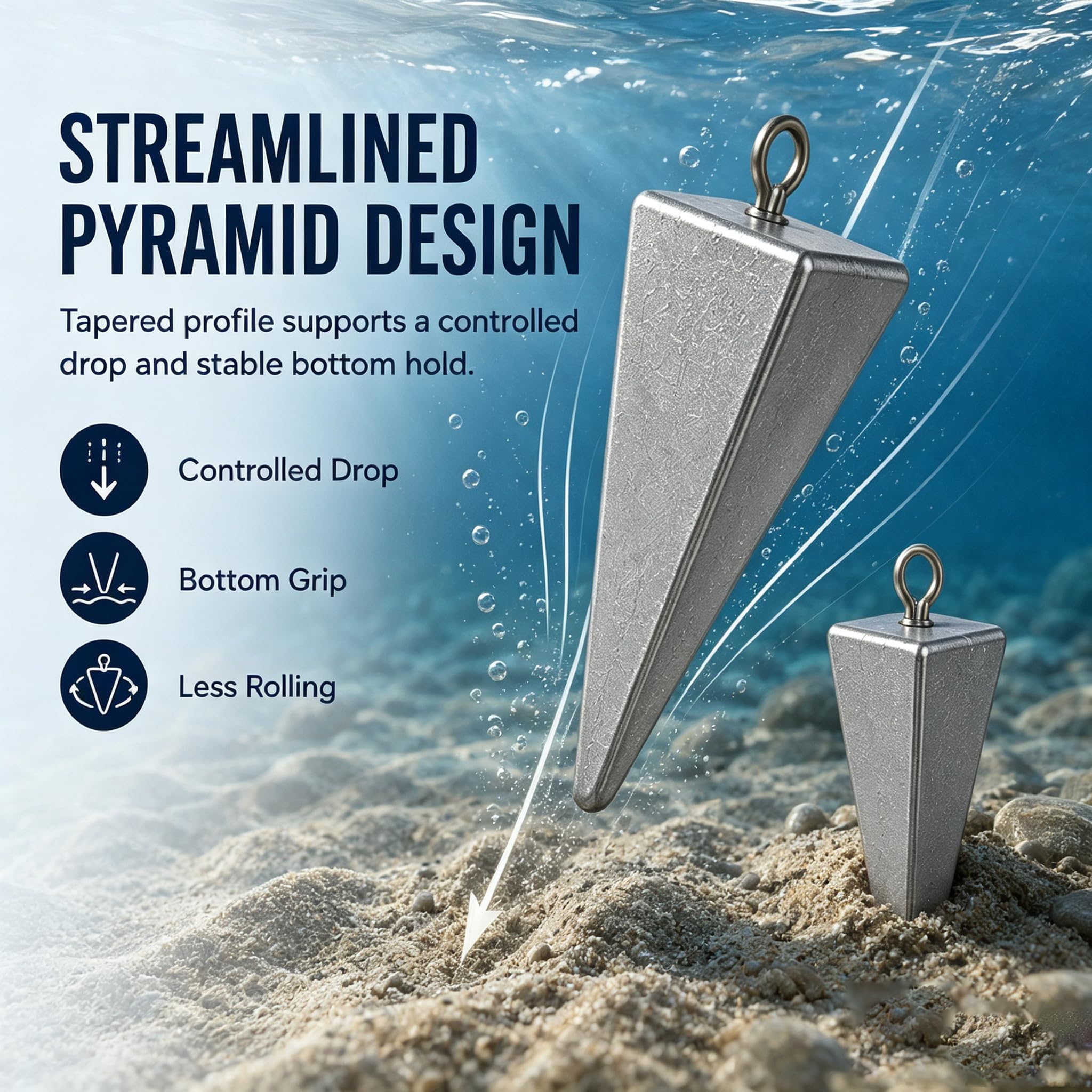 Pyramid Sinkers Fishing Weights Fishing Sinker, Sinkers for Saltwater Surf Fishing Gear Tackle 1oz 2oz 3oz