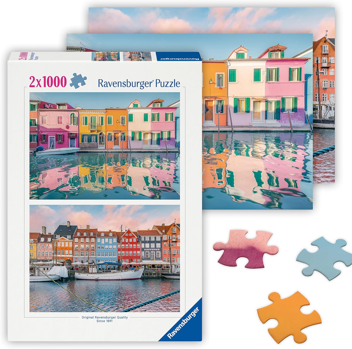 Ravensburger - Colorful Houses - 2 x 1000 Piece Jigsaw Puzzle - Stunning Imagery of Homes from Around The World - Vibrant Colors - Frameable - Premium Quality - Puzzles for Adults