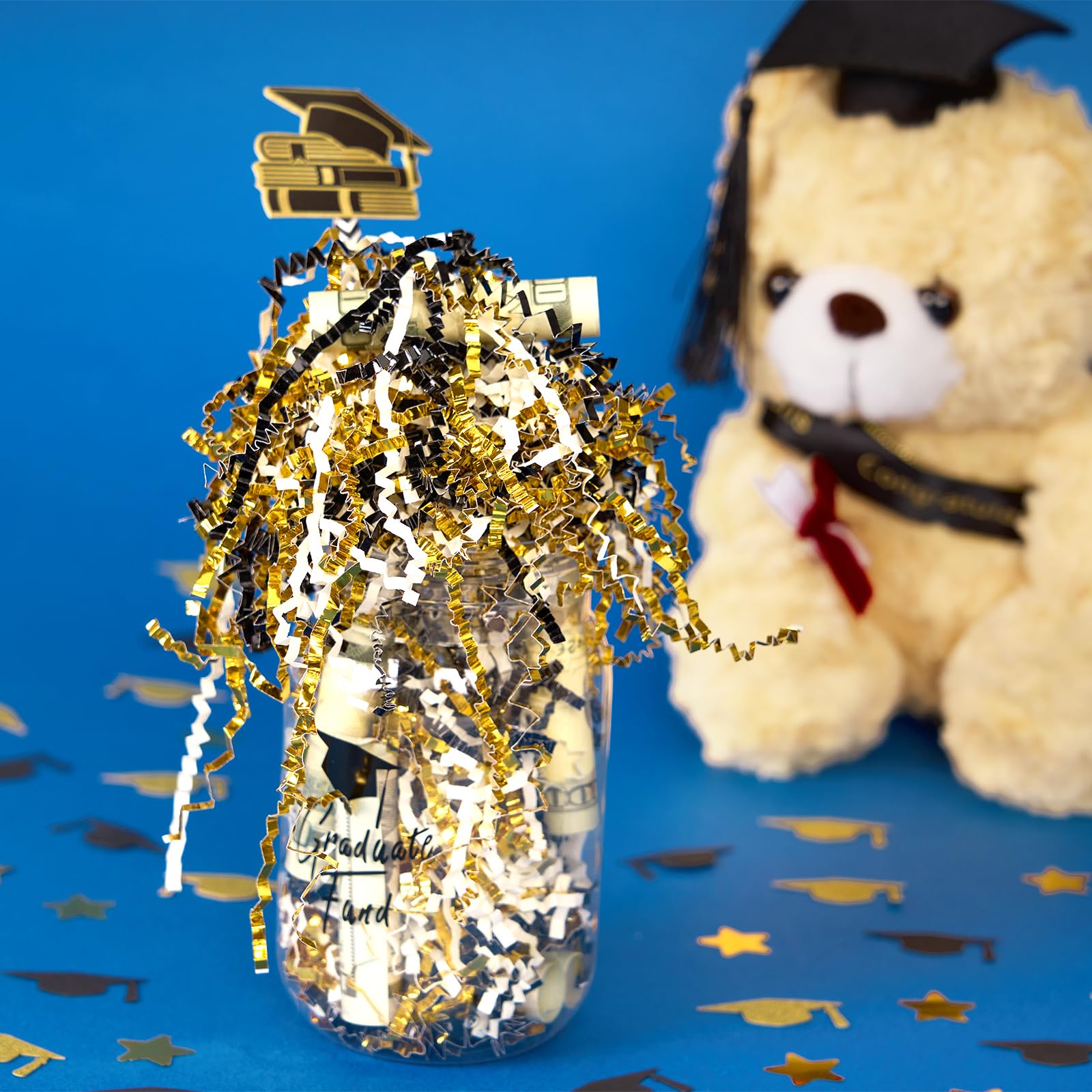 2lb Graduation Crinkle Basket Stuffers Metallic Black Gold