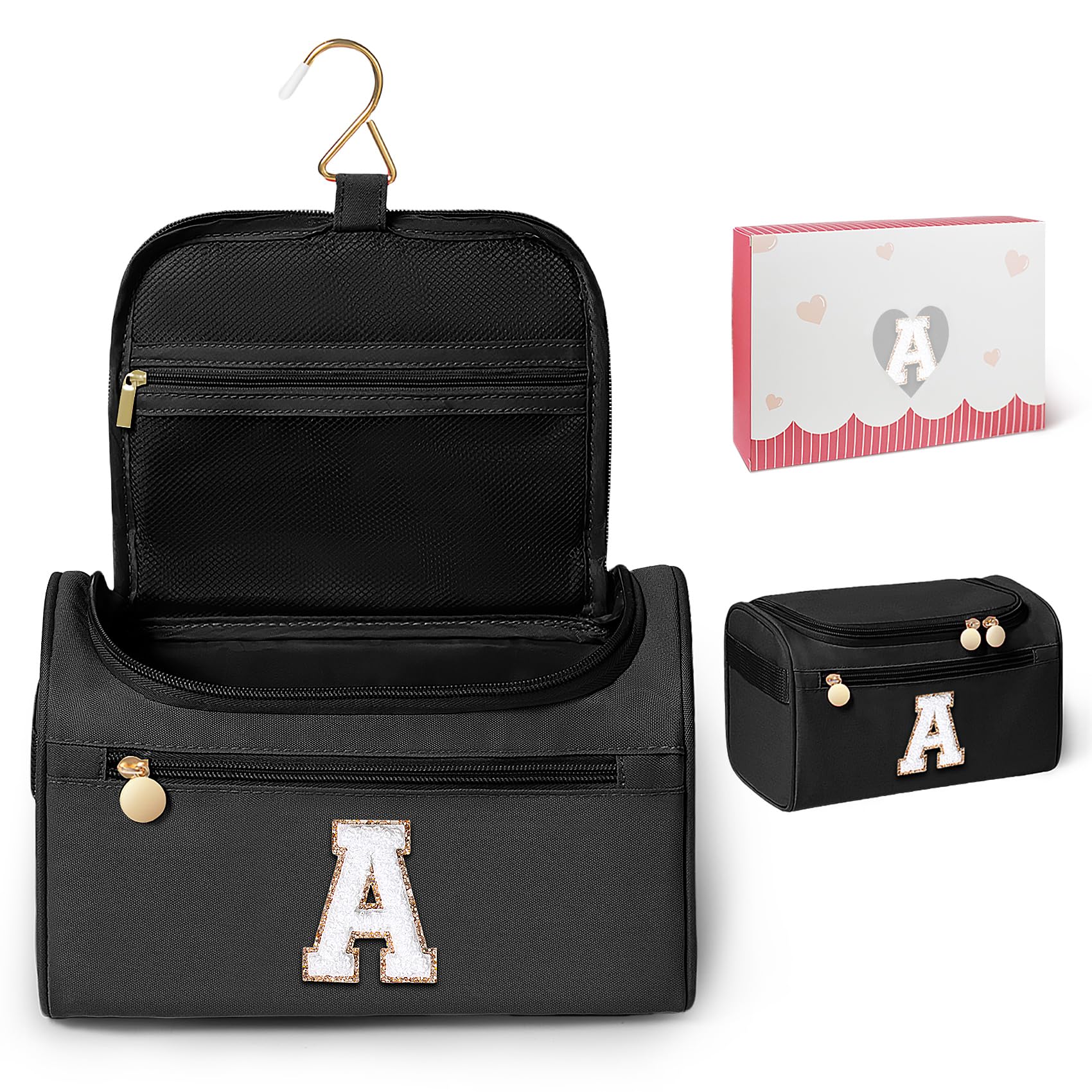 COSHAYSOO Personalized Hanging Travel Toiletry Bag for Women College Teen Girls Toiletries Travel Size Makeup Toiletries, Summer Vacation Essentials