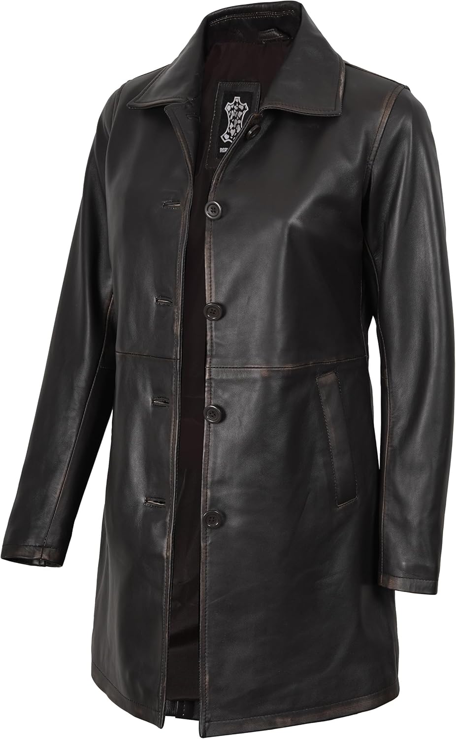 Blingsoul Leather Car Coats for Womens - Black Brown Real Long Leather Jacket Women