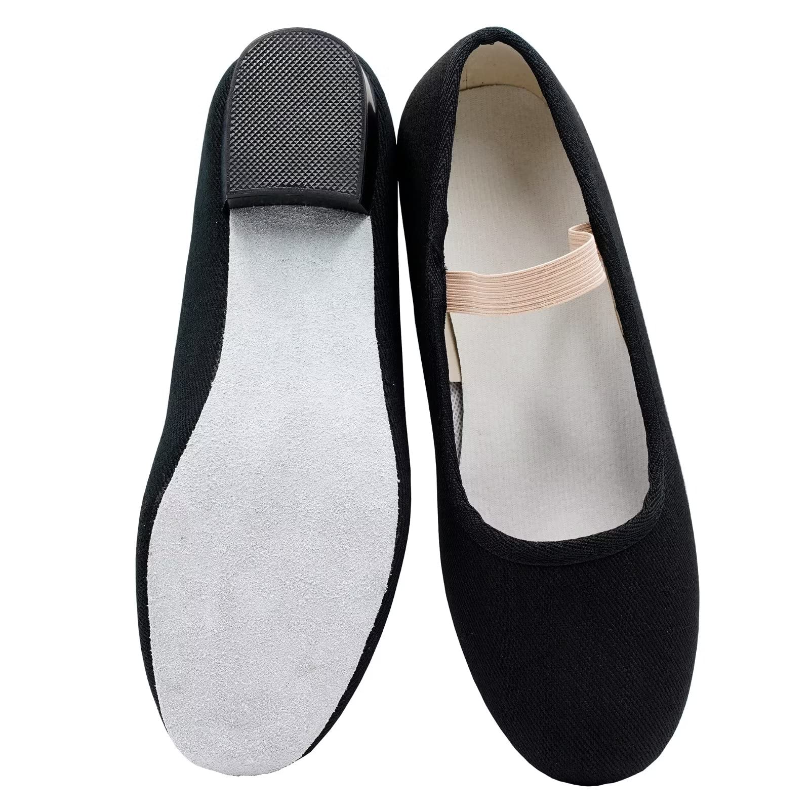 Zapatos de Carácter para Danza,Negro 2.5cm Tacón Bajo Lona Zapatos de Carácter Ballet