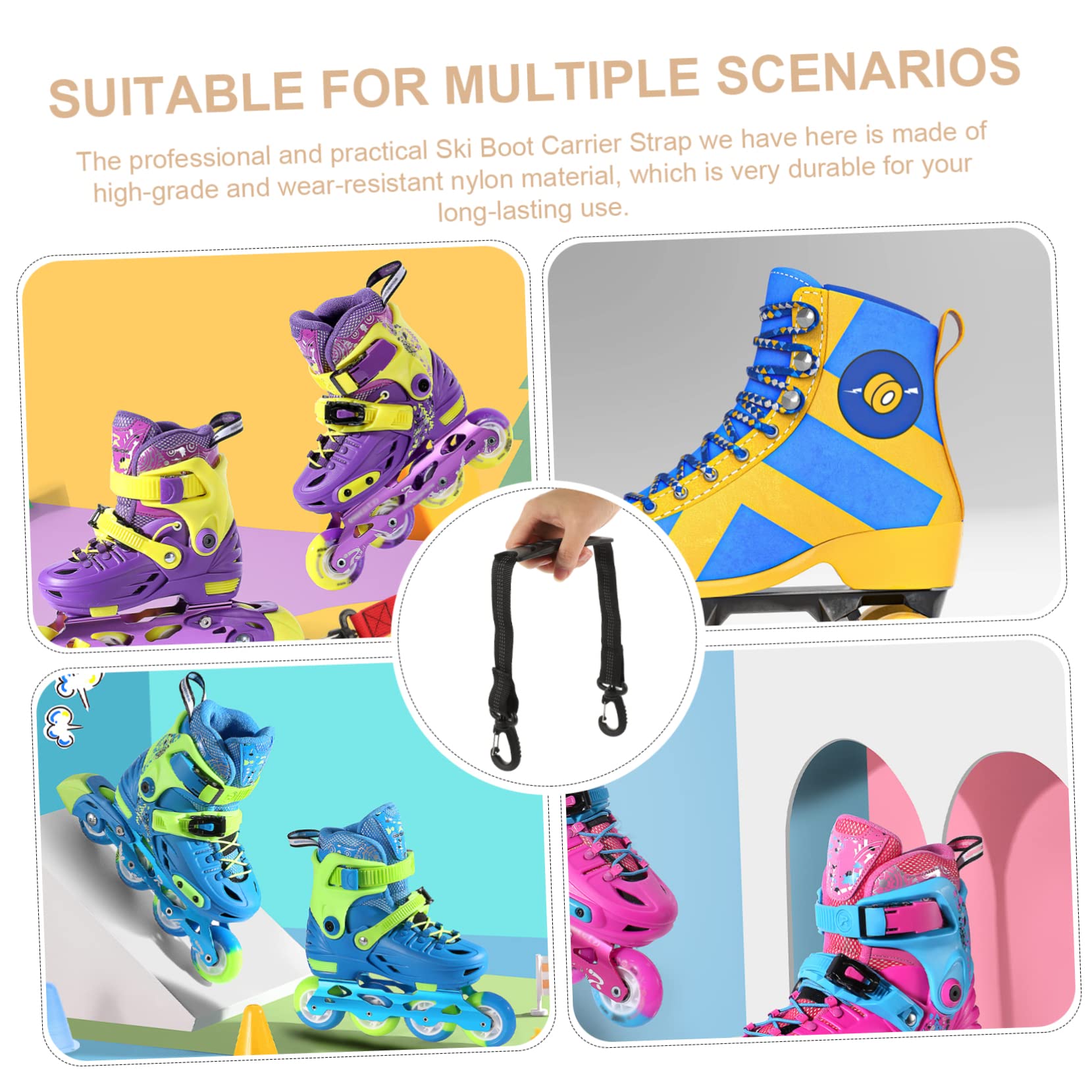 BESPORTBLE 3sets Ski Boot Strap Carrier Compact Ski Holders for Women Skiing Accessories 2pcs*3