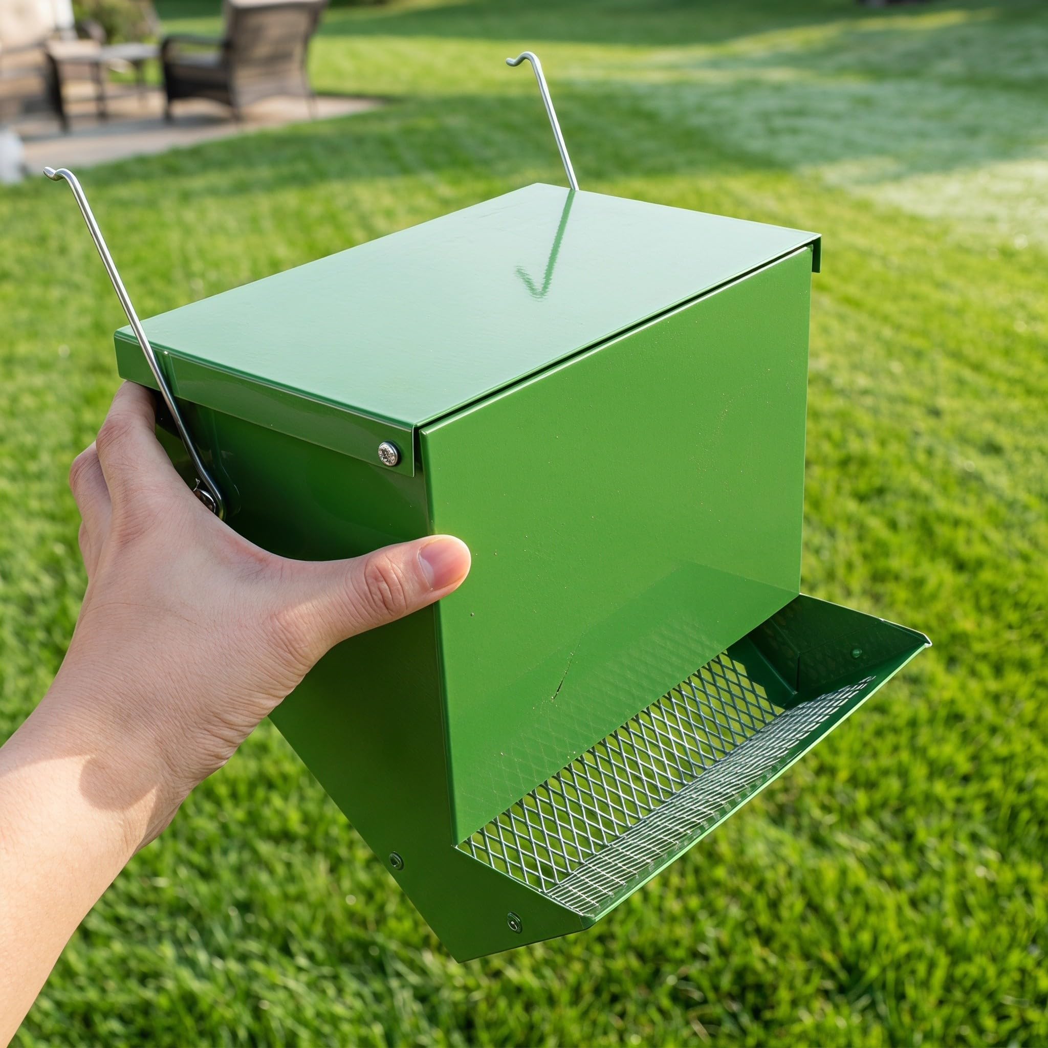OUNONA Kleintierkäfig-Futterautomat mit Deckel, Metall-Futterspender für