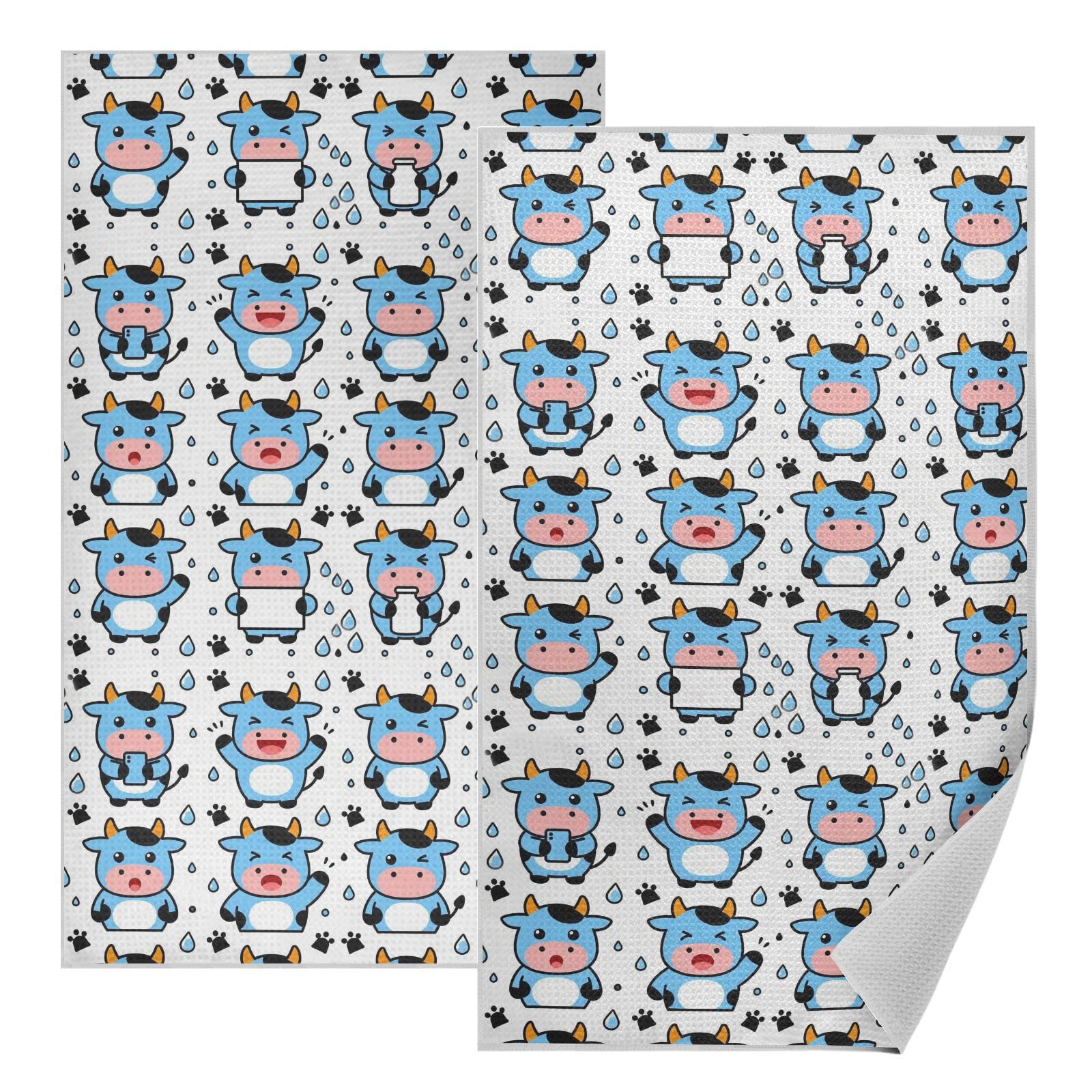 Paños de cocina y toallas decorativas de gofre lavables con motivos de vacas