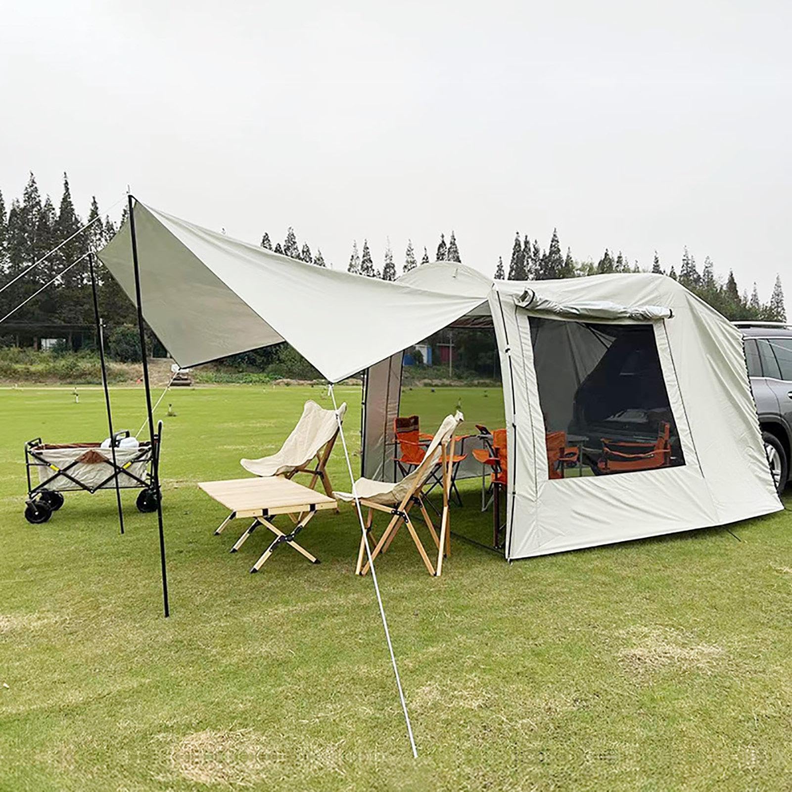 Tende per SUV, tenda da campeggio per veicoli, tenda da campeggio per auto, tenda parasole per portellone posteriore, grande spazio ombreggiante, tenda da campeggio per Suv con rete integrata, tenda