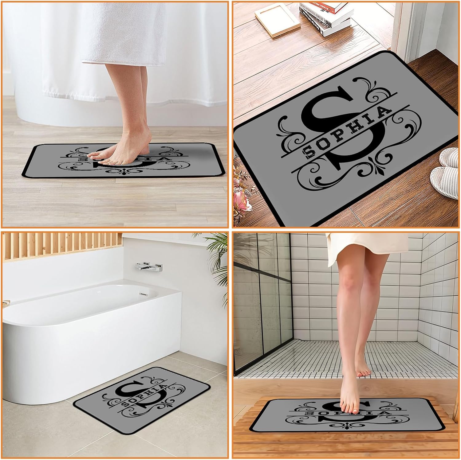 Customized Diatom Mud Front Doormat Indoor Outdoor,Personalized Initial Doormat for Outdoor Indoor,Custom Monogrammed Rug with Name for Bathroom