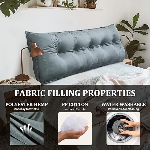 Miniatura 6 de BNCKTRD Almohada larga para cabecero de sofá cama, soporte para espalda, almohada grande de cama de gran tamaño, almohada de terciopelo largo
