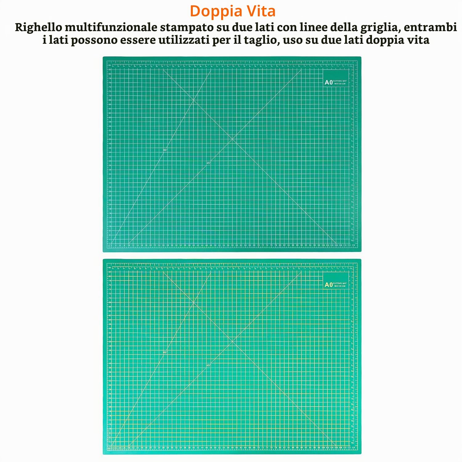QWORK® Tappetino da taglio A0, verde, 120 x 90, tappetino da taglio autorigenerante, per cucito, scrapbooking, trapuntatura