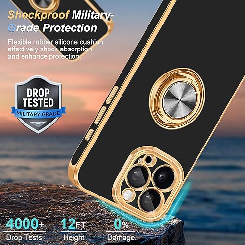 Miniatura 10 de Fingic Funda para iPhone 15 Pro Max con soporte de anillo de 360 soporte magnético para automóvil Lindo soporte delgado para mujeres y niñas, funda