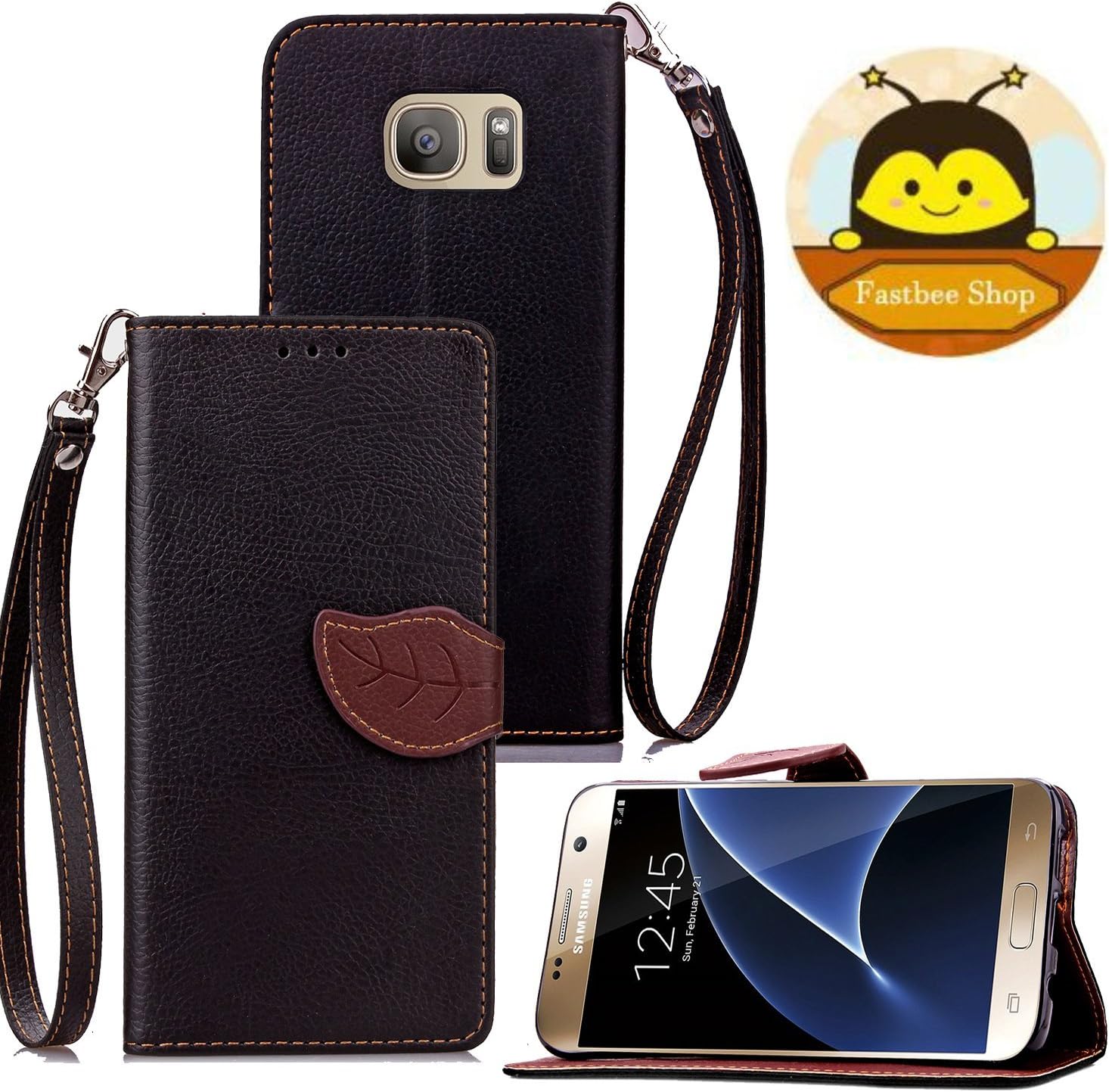 Galaxy S7 Case,Galaxy S7 Wallet Case,Fastbee Leather Wallet Case With Credit Card Holder for Samsung Galaxy S7 Black