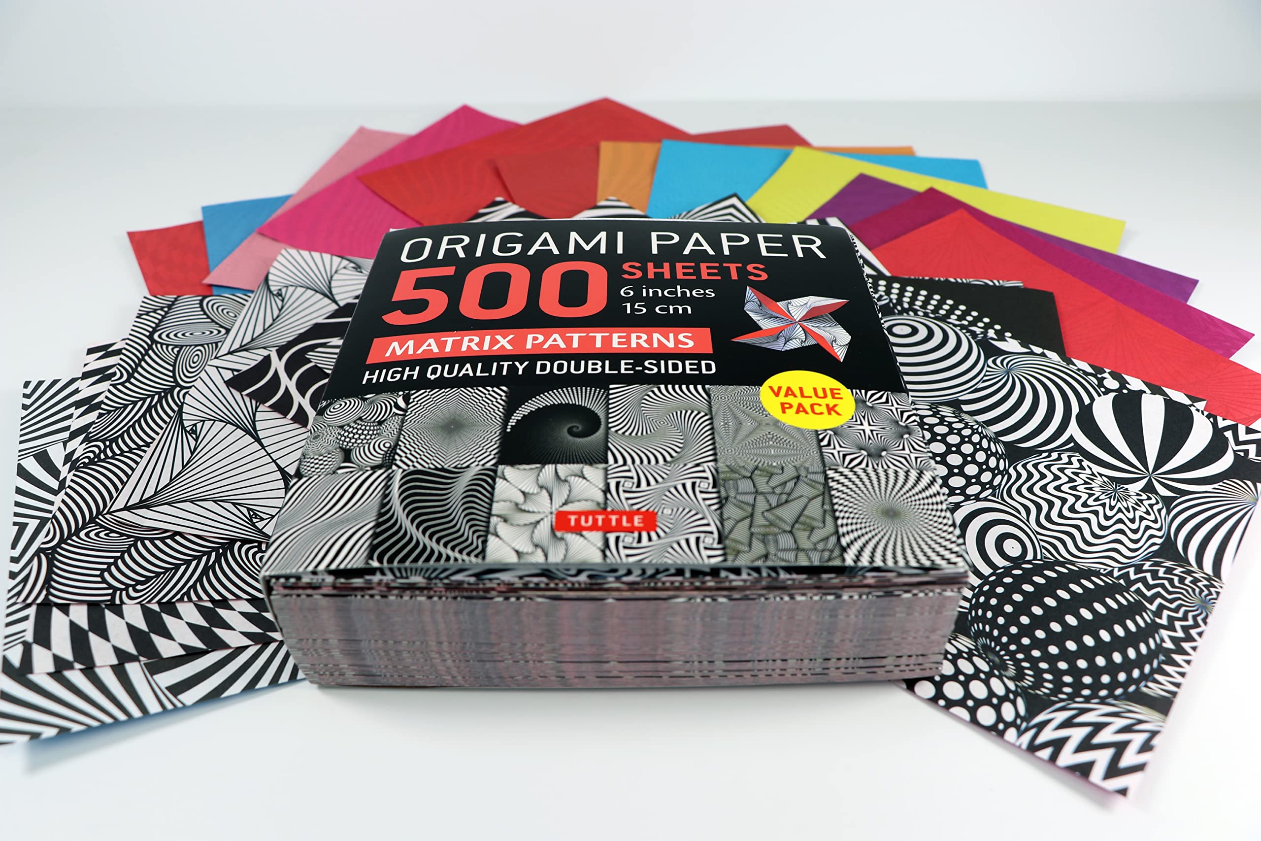 Origami Paper 500 sheets Matrix Patterns 6" (15 cm): Tuttle Origami Paper: Double-Sided Origami Sheets Printed with 12 Different Designs (Instructions for 5 Projects Included)
