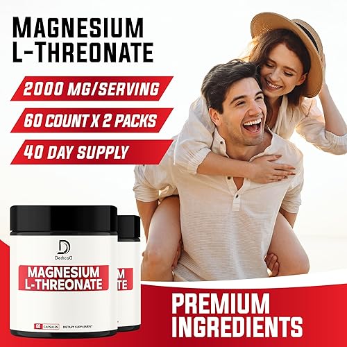 Miniatura 5 de 2 paquetes de 60 cápsulas  2000 mg de magnesio L-treonato cápsulas  144 mg de magnesio elemental por porción