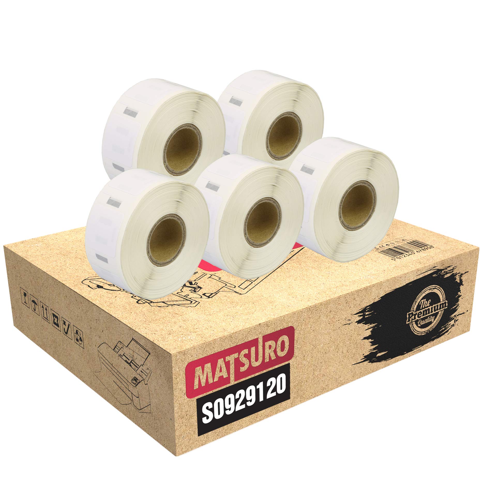 Matsuro Original | Compatible Label Rolls Replacement for DYMO S0929120 (25 mm x 25 mm | 750 Labels per Roll | 5 Pack)