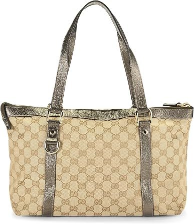 Pre-loved Original GG Canvas Abbey Zip Tote, Silver