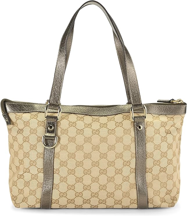 Pre-loved Original GG Canvas Abbey Zip Tote, Silver