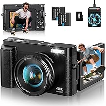 camkory 4k digital camera 48mp compact camera photo camera autofocus with 180  flip screen16x digital zoom compact camera camera with 32gb card2 batteries for beginners