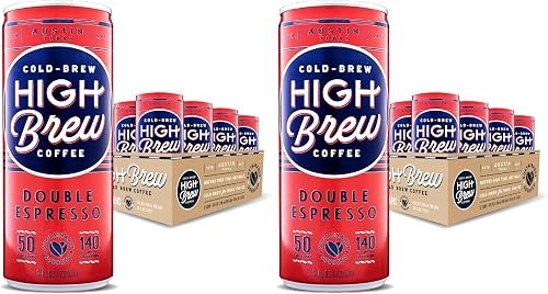 High Brew Coffee,Cold Brew Coffee,Double Espresso,8 Fl Oz,Ready-To-Drink,(Pack of 24)
