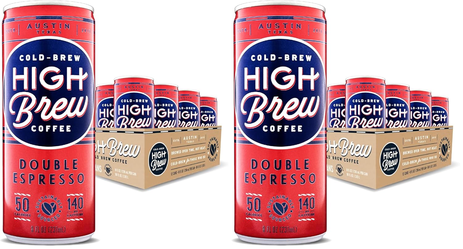 High Brew Coffee,Cold Brew Coffee,Double Espresso,8 Fl Oz,Ready-To-Drink,(Pack of 24)