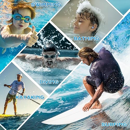 Miniatura 6 de Tapones impermeables para los oídos de natación para adultos, 3 pares de tapones reutilizables de silicona suave, perfectos para surf, buceo,