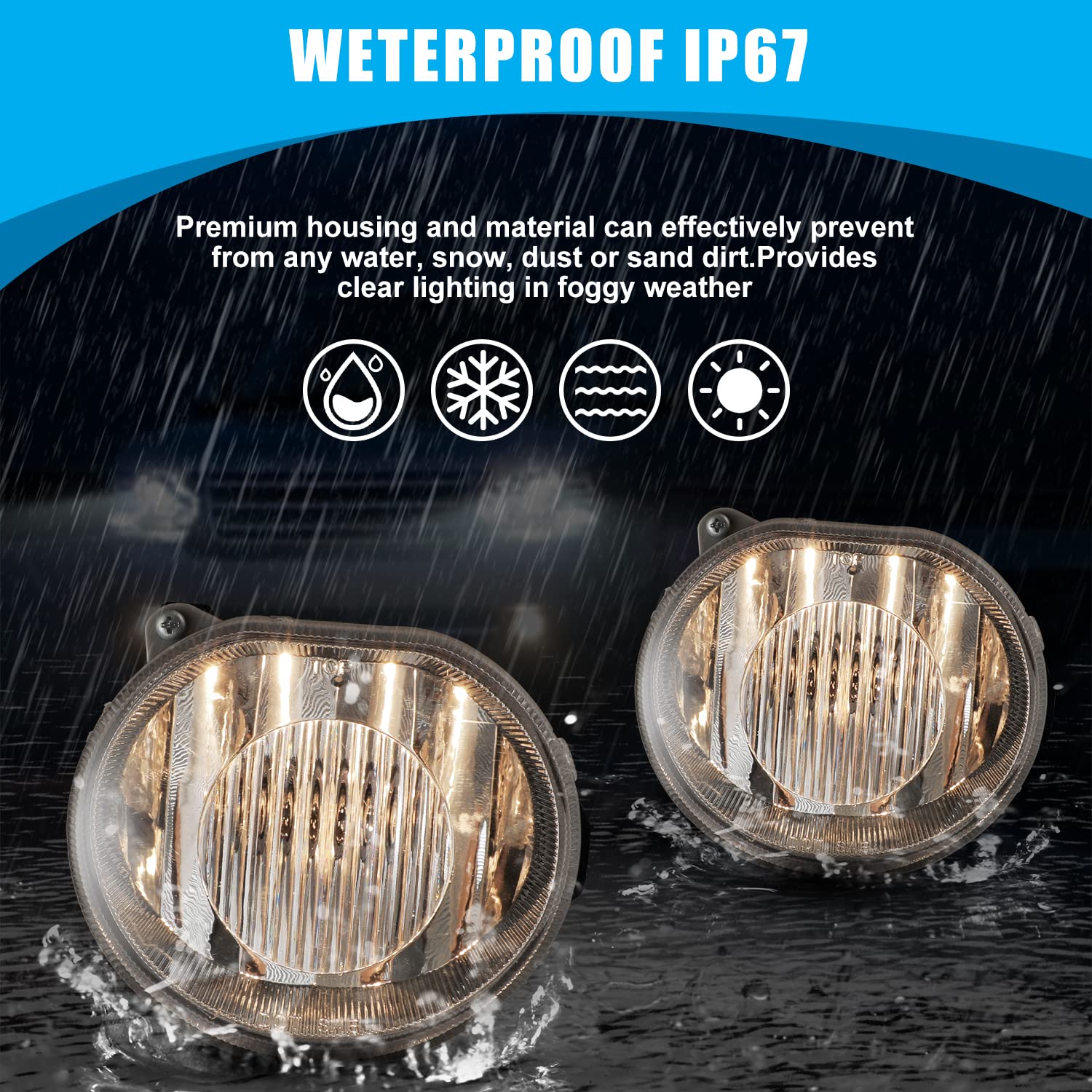 CPW Fog Lights Compatible with [2002 2003 2004 Jeep Liberty] Fog Lights Fog Lamp Replacement