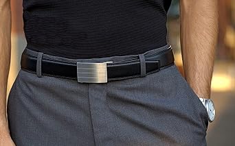 KORE Mens Full-Grain Leather Track Belts | Evolve Stainless Steel Buckle