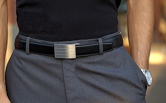KORE Mens Full-Grain Leather Track Belts | Evolve Stainless Steel Buckle
