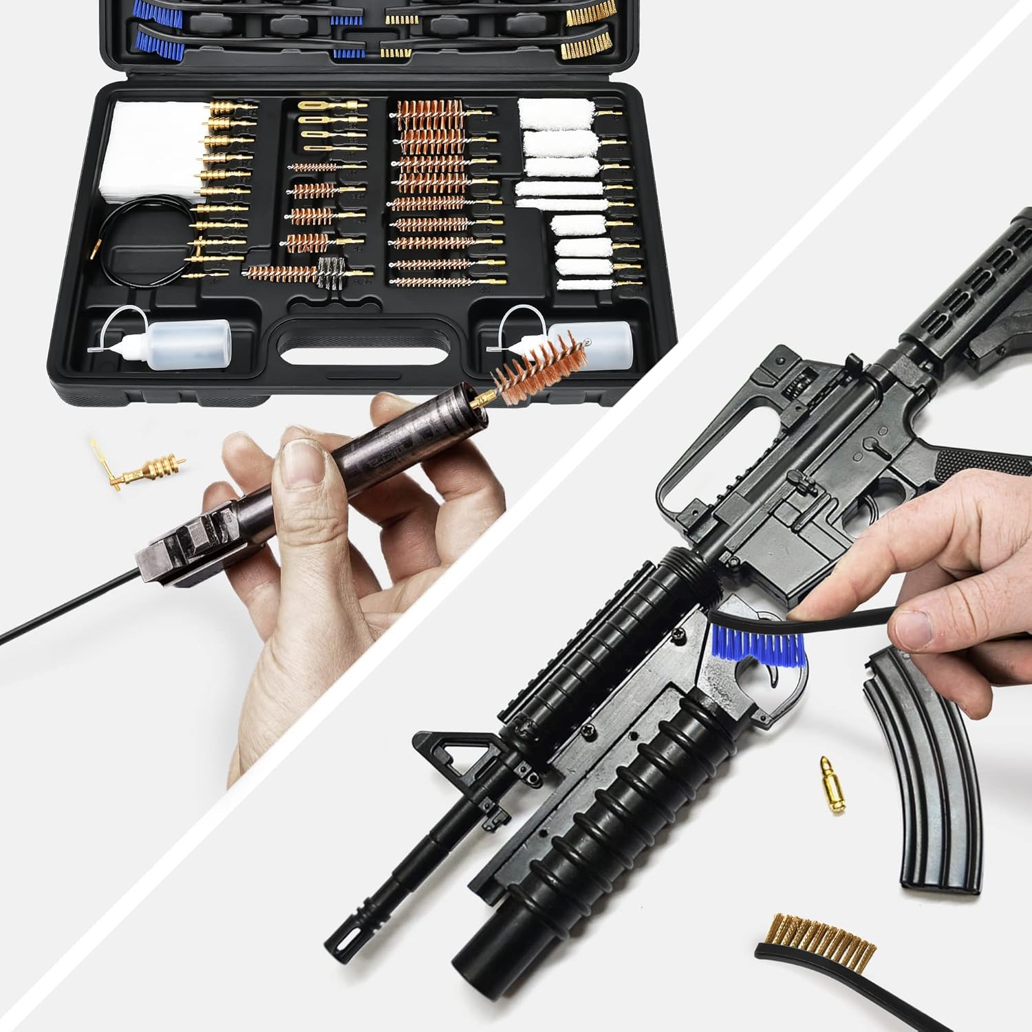 GLORYFIRE Elite Gun Cleaning Kit Universal Gun Cleaner for Shotgun, Pistol, Rifle, All Guns with Lightweight Carrying Case, Reinforced and Lengthened Rods and Steel Wire, High-end Double Head Brushes : Sports & Outdoors