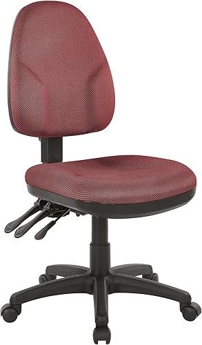 Office Star Silla ergonómica de oficina de doble función con respaldo acolchado ajustable y soporte lumbar integrado, sin brazos, tela de vino de disponible en Yaxa Colombia