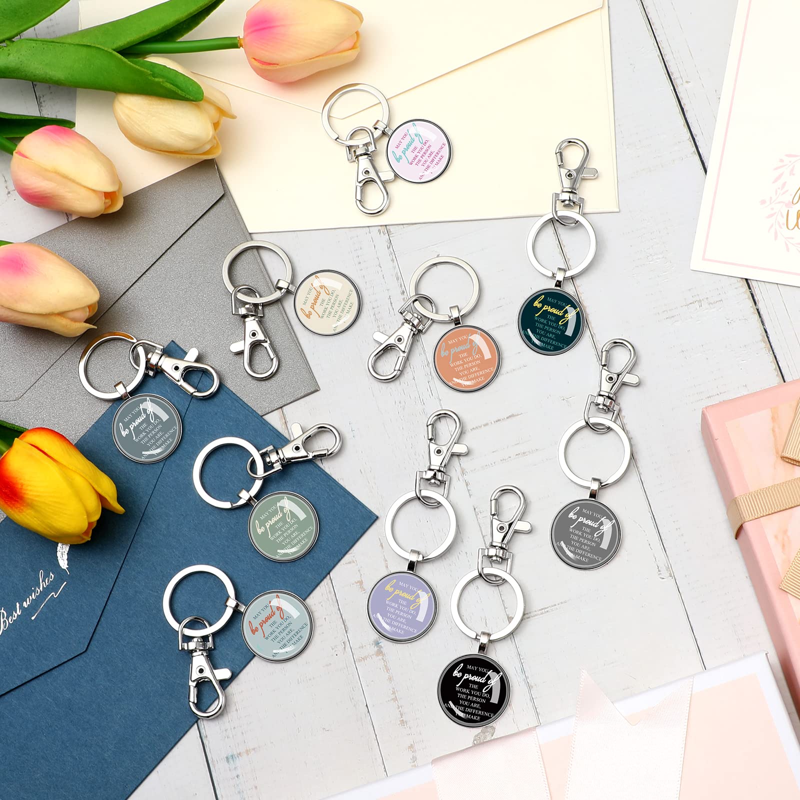 20 llaveros de agradecimiento inspiradores para mujeres, con texto en inglés "May You Be Proud", regalos de agradecimiento, llaveros motivacionales, regalos de agradecimiento a granel para familiares,