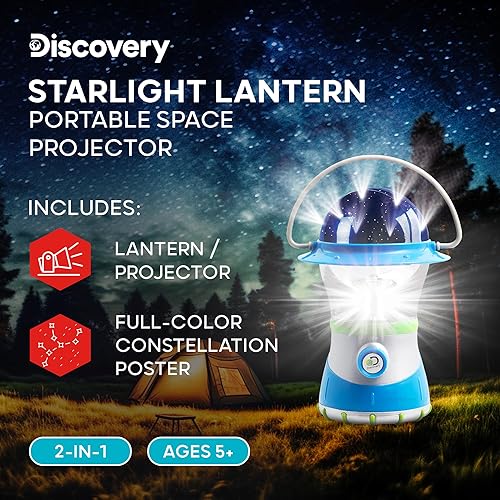 Miniatura 2 de DISCOVERY KIDS 2 en 1 4X LED Starlight Lantern y proyector de estrellas, uso en interiores, 2 modos linterna y proyector, fácil de usar para niños,