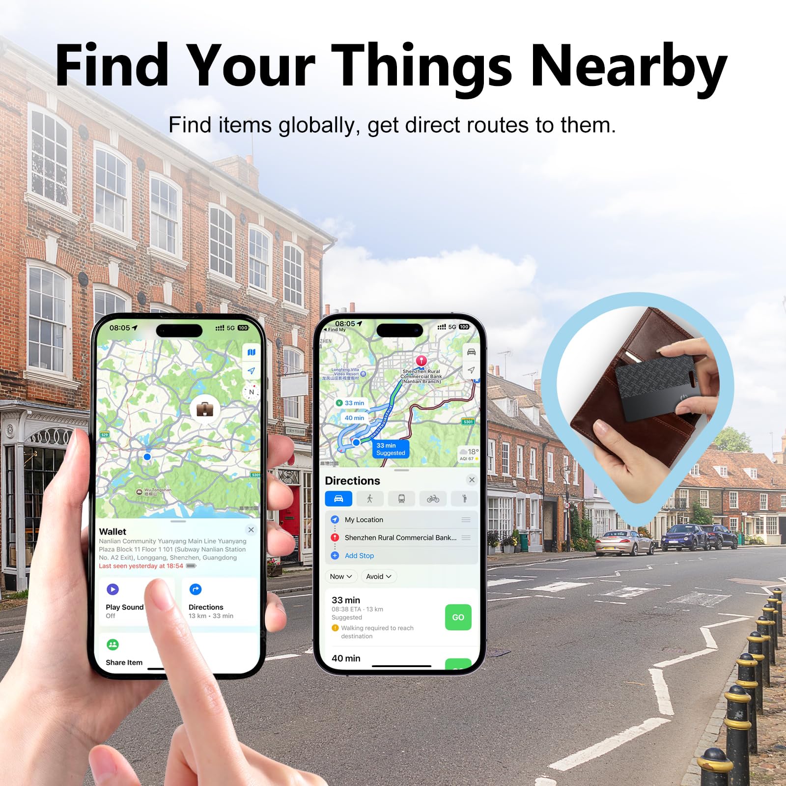 Smart Air Card Tag Wallet Tracker 1.8mm IP68 Bluetooth Locator for Apple Dov'è iOS
