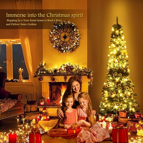 Miniatura 2 de Árbol de Navidad artificial, pino con bisagras de alta calidad con patas de metal sólido, perfecto para el hogar, tiendas y decoración navideña,