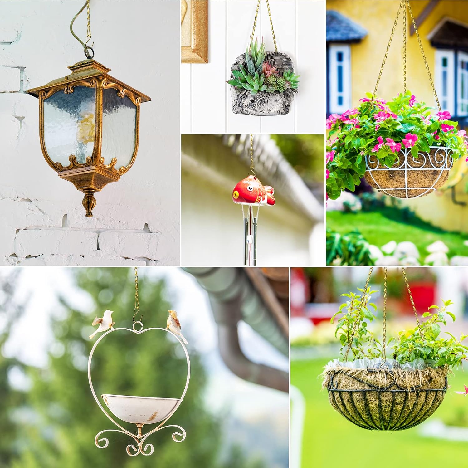 RIFNY Gold Chain for Hanging Plants, 20 Inch Small Plant Chains for Hanging Baskets Kits with Hooks for Bird Feeders Planters Billboards Lanterns Wind Chimes Ornaments Outdoor Indoor Use (10 PCS) - Image 3