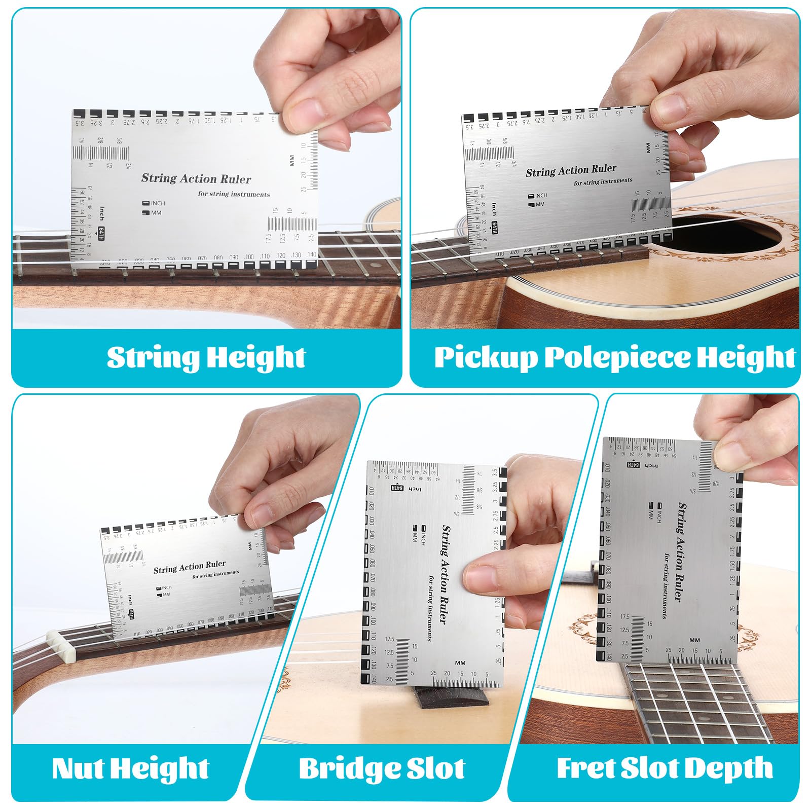 Snapklik.com : String Action Ruler Guitar Setup Ruler Guitar String ...