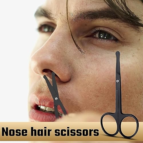 Miniatura 7 de Tijeras de cejas para mujeres y hombres, tijeras de belleza de pestañas de aseo con punta de seguridad curvada y redondeada, tijeras para recortar