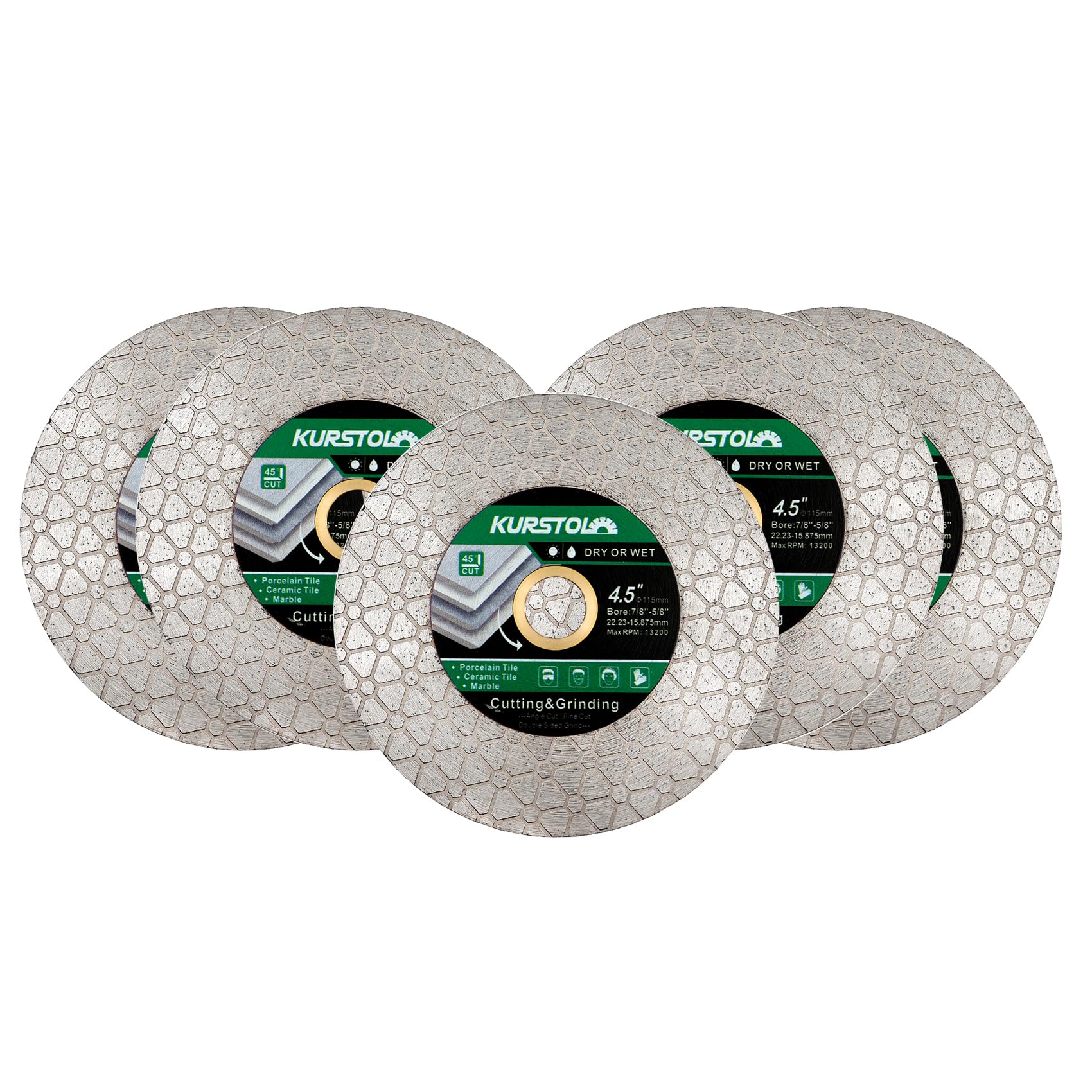 Diamentowa tarcza tnąca, 5 szt. 4,5"/115 mm, dwufunkcyjna diamentowa tarcza do płytek, ostrze szlifierki anioła do szlifowania płytek ceramicznych, porcelany, granitu, marmuru